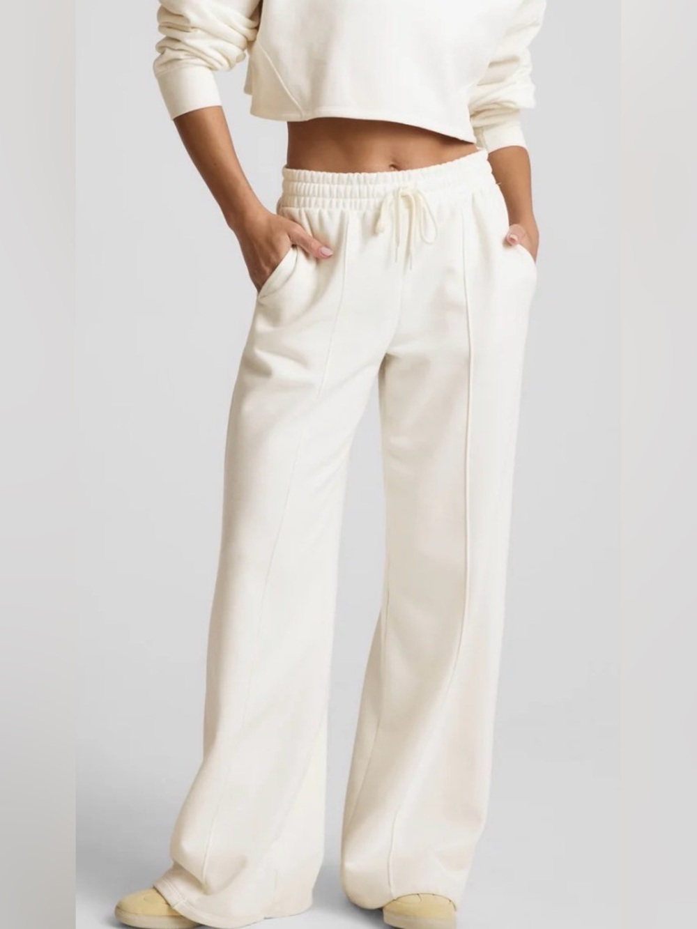 Women's‎ Cream Wide-Leg Pull-On Pants